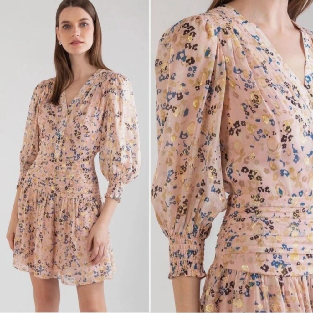 Shoshanna Floral Pink/Peach Mini Dress - Size 8 - Like New